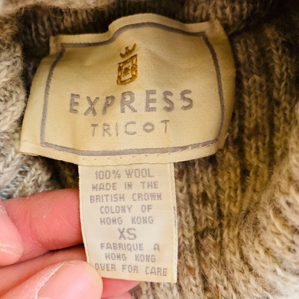 Express Tricot Vintage 100% Wool Knit Turtleneck Sweater Women's XS - Picture 5 of 16
